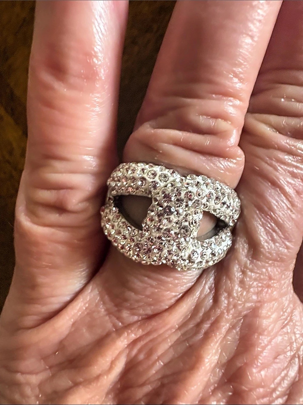 Pavé Openwork Ring in Stainless Steel by QVC
